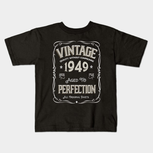 Vintage 1949 73rd Birthday Kids T-Shirt by hoopoe